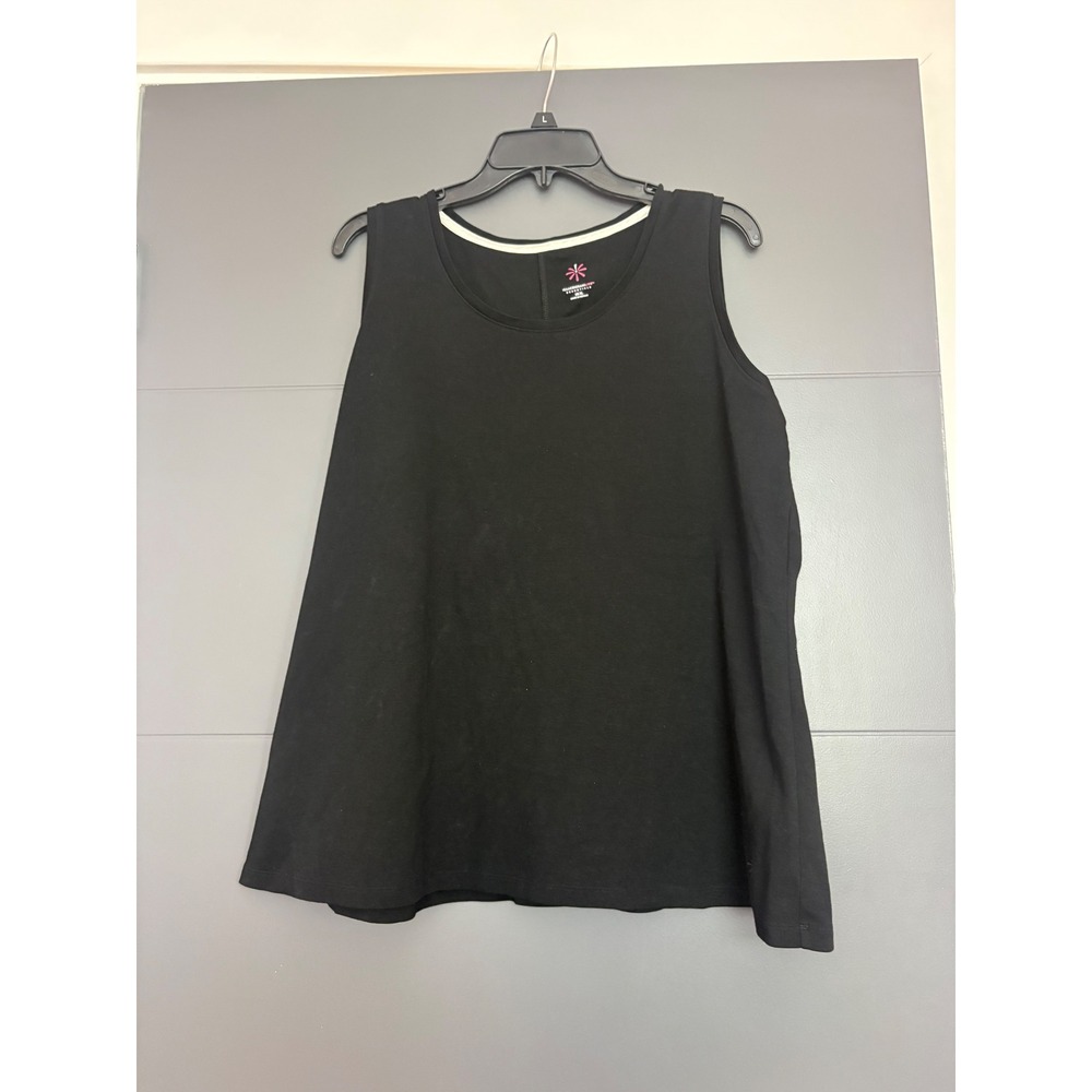 Isaac Mizrahi Live Essentials Black Pima Cotton Tank XL Sleeveless Scoop Neck